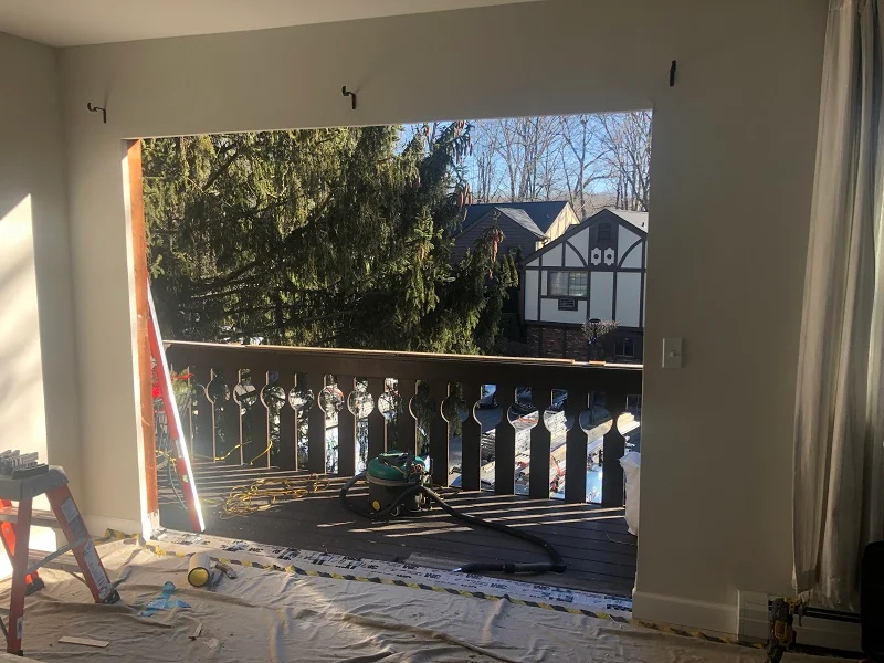 Door sill pan installed